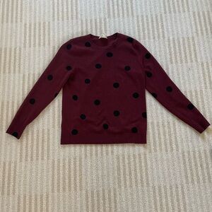 Sezane crew neck polka dot sweater